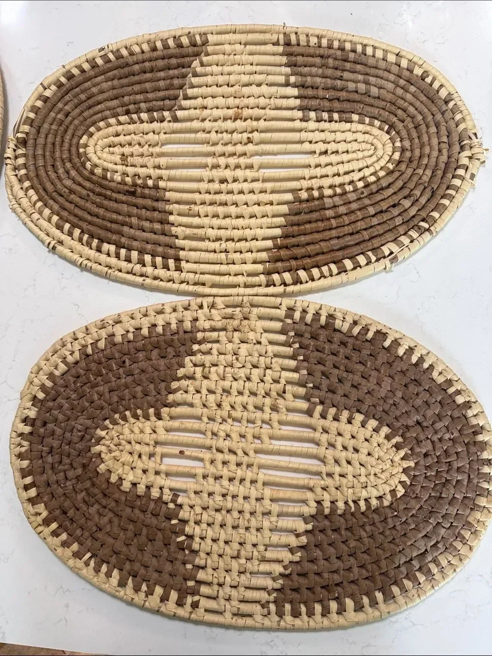 Handwoven Rattan Placemats - Natural & Brown Set of 5